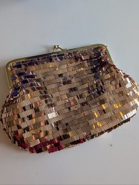 Sequined Gold Evening Clutch Purse